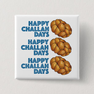 Happy Challah Days Chanukah Hanukkah Bread Loaf 2 Inch Square Button