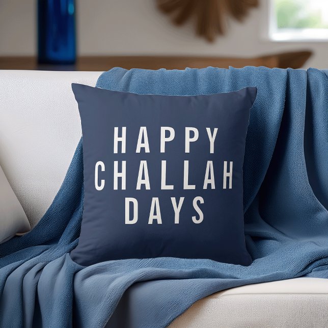 Happy Challah Days | Funny Hanukkah Throw Pillow (Creator Uploaded)