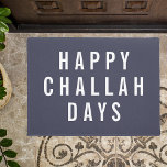 Happy Challah Days | Funny Holiday Chanukah Doormat<br><div class="desc">Add some holiday humor to your entryway this season with this punny doormat. Design features "Happy Challah Days" in modern white block typography on a smoky blue background.</div>