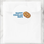 Happy Challah Days Hanukkah Chanukah Bread Classic Round Sticker<br><div class="desc">Features an original marker illustration of a loaf of braided challah bread,  with HAPPY CHALLAH DAYS in a fun font. Great for Hanukkah!

This illustration is also available on other products. Don't see what you're looking for? Need help with customization? Contact Rebecca to have something designed just for you.</div>