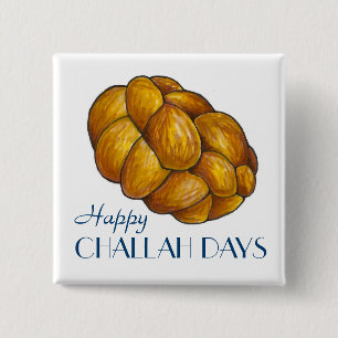 Happy Challah Days Hanukkah Chanukah Bread Loaf 2 Inch Square Button