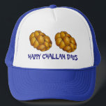Happy Challah Days Hanukkah Chanukah Holiday Loaf Trucker Hat<br><div class="desc">Features an original marker illustration of a loaf of braided challah bread, with HAPPY CHALLAH DAYS in a fun font. Great for Hanukkah! This holiday illustration is also available on other products. Don't see what you're looking for? Need help with customization? Contact Rebecca to have something designed just for you....</div>
