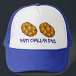 Happy Challah Days Hanukkah Chanukah Holiday Loaf Trucker Hat<br><div class="desc">Features an original marker illustration of a loaf of braided challah bread, with HAPPY CHALLAH DAYS in a fun font. Great for Hanukkah! This holiday illustration is also available on other products. Don't see what you're looking for? Need help with customization? Contact Rebecca to have something designed just for you....</div>