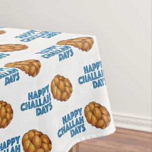 Happy Challah Days Hanukkah Chanukah Jewish Bread Tablecloth