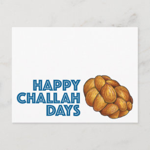 Happy Challah Days Hanukkah Chanukah Loaf Bread Holiday Postcard