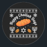 Happy Challah Days Hanukkah Classic Round Sticker<br><div class="desc">Happy Challah Days Hanukkah</div>