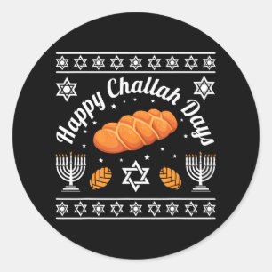Happy Challah Days Hanukkah Classic Round Sticker