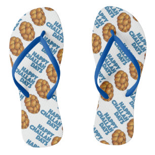 Happy Challah Days Hanukkah Jewish Holiday Bread Flip Flops