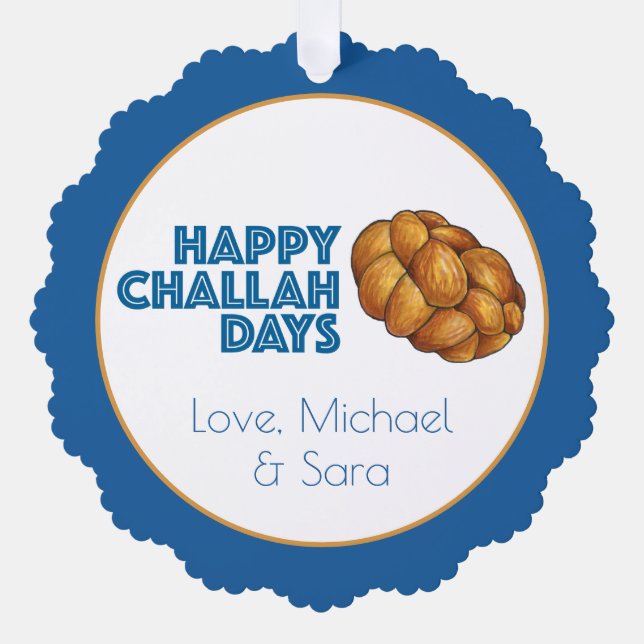 Happy Challah Days Holidays Hanukkah Chanukah Ornament Card (Front)