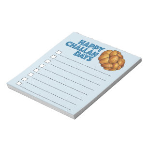 Happy Challah Days Jewish Holiday Hanukkah Bread Notepad
