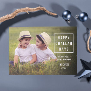 Happy Challah Days   Modern Hanukkah Photo Card