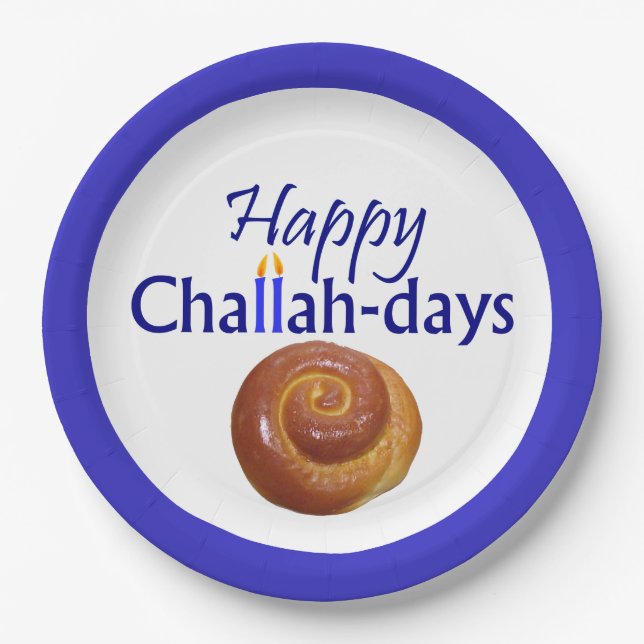Happy Challah-Days Paper Plate (Front)