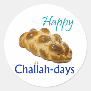 Happy Challah-days Round Stickers