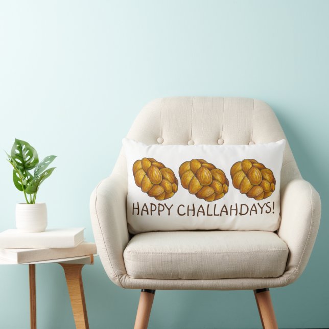 Happy Challahdays Challah Bread Hanukkah Holiday Lumbar Pillow (Chair)