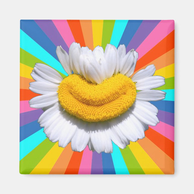Happy Chamomile Smile Flower Power Aura Magnet (Front)
