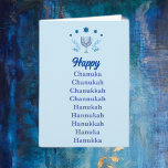 Happy Chanuka Holiday Card<br><div class="desc">The many spellings of: Chanuka Chanukah Chanukkah Channukah Hanukah Hannukah Hanukkah Hanuka Hanukka</div>