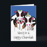 "Happy Chanukah and Happy Moo Year" Greeting Card<br><div class="desc">"Here's to a Happy Chanukah and a Happy Moo Year" Greeting Card with Envelope. To personalize this card simply delete text inside and out and add your own words. Choose your favourite font style, colour, size, and wording. Thanks for stopping and shopping by. Much appreciated!!! Happy Chanukah and a Happy...</div>