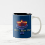 Happy Chanukah coffee mugs & cups<br><div class="desc">Commemorate Chanukah with this striking menorah graphic design set against a dark blue background to emphasise the lit candles. This product is customizable, allowing you to add wording, images and/or your logo to it. Feel free to also re-size, re-position or even replace the template image with one of your own....</div>