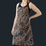 Happy Chanukah Gold Apron<br><div class="desc">Happy Chanukah Gold overlapping swirls of blues and gold. Personalize by deleting text and adding your own. Use your favourite font style, colour, and size. Be sure to choose size and strap colour. All design elements can be transferred to other Zazzle products and edited. Happy Chanukah! Thanks for stopping by....</div>