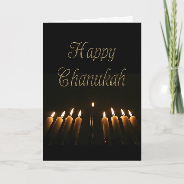 Happy Chanukah Hanukkah Menorah Lights Candles Holiday Card (Front)
