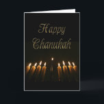 Happy Chanukah Hanukkah Menorah Lights Candles Holiday Card<br><div class="desc">Happy Chanukah Hanukkah Lamp Menorah Candelabrum with Nine Branches Lit Candles Jewish Festival of Lights Celebration Greeting Card,  Text,  With Love The Kaplan Family,  you can change the name</div>