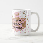 Happy Chanukah/Hanukkah PINK/Brown Star Mug<br><div class="desc">Happy Chanukah/Hanukkah Pink/Brown, Star Mug. Star studded mug for Chanukah/Hanukkah gift giving. Delete "Happy Hanukkah, Mommy! Much love, Amy, Jason, Sammy and Julia" and replace with your words. Customize by using your favourite font style, size, colour and wording to personalize mug! Enjoy and Happy Chanukah/Hanukkah! Thanks for stopping and shopping...</div>