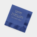 Happy Chanukah Hebrew Style #11 Family Name Foil Napkins<br><div class="desc">Elegant Happy Chanukah Hebrew Style Typography #11 Custom Family Name Design ========</div>