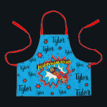 Happy Chanukah Judah Hero Apron<br><div class="desc">Happy Chanukah Judah Maccabee Super Hero apon. Personalize by deleting text and adding your own. Use your favourite font style, colour, and size. Be sure to choose size and strap colour. All design elements can be transferred to other Zazzle products and edited. Happy Hanukkah! Thanks for stopping by. Much appreciated!...</div>