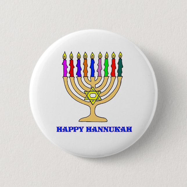 Happy Chanukah Menorah Button (Front)