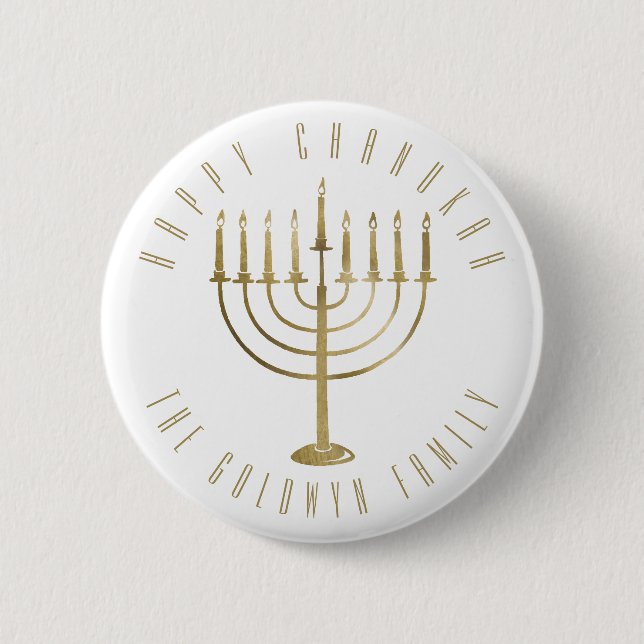 Happy Chanukah Menorah Holiday 2 Inch Round Button (Front)