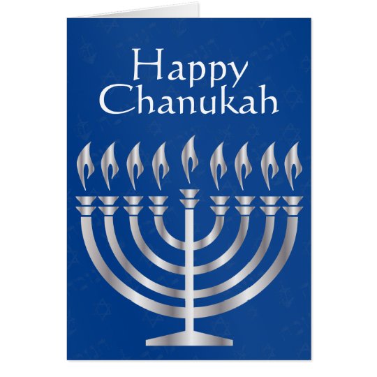 Happy Chanukah - Menorah in Silver 2 - Card