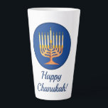Happy Chanukah! Menorah Latte Mug<br><div class="desc">Happy Chanukah! Menorah Latte Mug

Edit text to personalize</div>