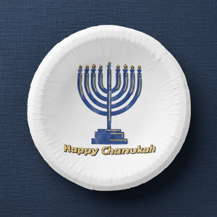Happy Chanukah Menorah Paper Plate