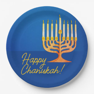 Happy Chanukah! Menorah Paper Plate