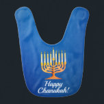 Happy Chanukah! Menorah Personalized  Bib<br><div class="desc">Happy Chanukah! Menorah Personalized baby bib

Edit text to personalize</div>