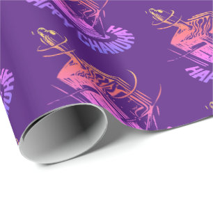 Happy Chanukah Menorah Purple festive dreidel  Wrapping Paper