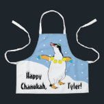 Happy Chanukah Penguin Apron<br><div class="desc">Happy Chanukah Penguin Apron. Personalize by deleting text and adding your own. Use your favourite font style, colour, and size. Be sure to choose size and strap colour. All design elements can be transferred to other Zazzle products and edited. Happy Hanukkah! Thanks for stopping by. Much appreciated! Size: All-Over Print...</div>