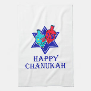 Happy Chanukah Star & Dreidel Kitchen Towel