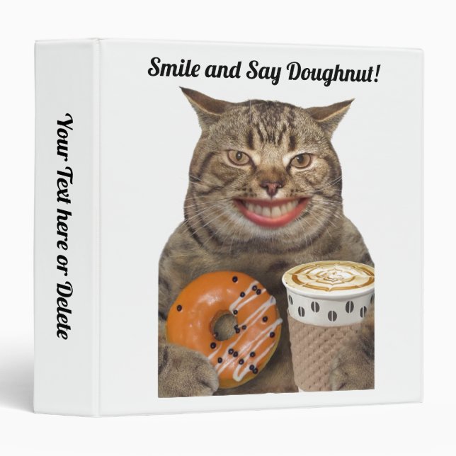 Happy Chat avec Doughnut - 3 Classeur Bague (Devant/Côté)