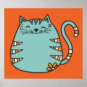 Happy Chat personnalisé poster en couleur