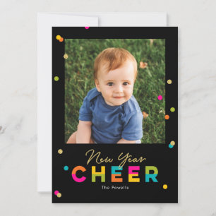 Happy Cheer Colourful Bright New Year Photo Card