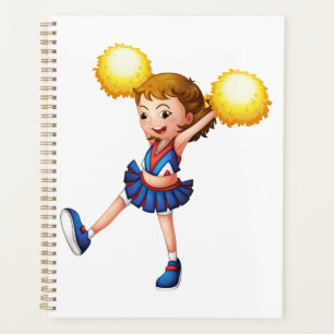 Happy Cheerleader Girl Gold Pom Poms Planner