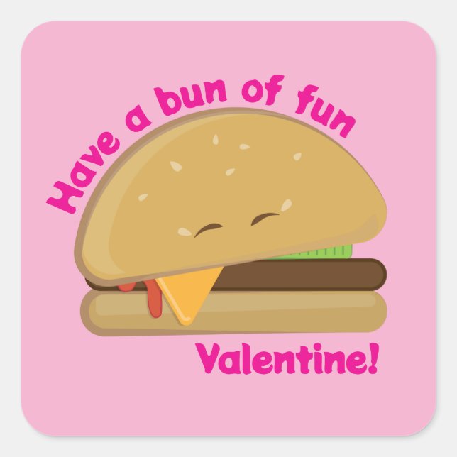 Happy Cheeseburger Valentine's Day Square Sticker (Front)