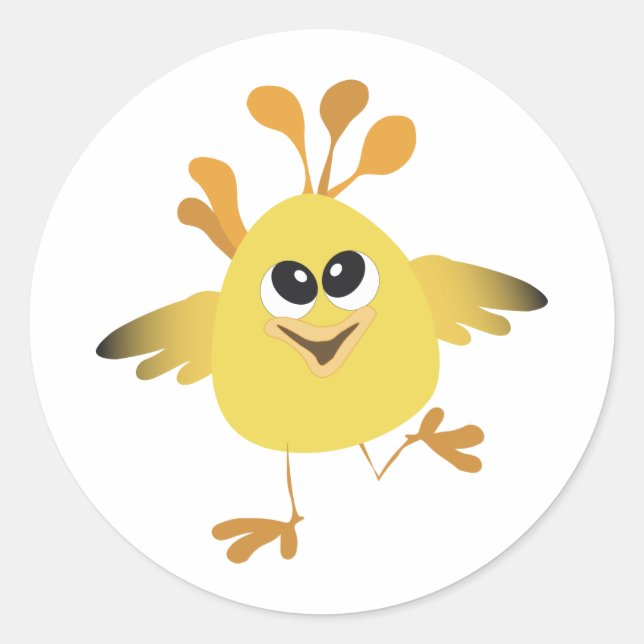 Happy Chick Classic Round Sticker (Front)