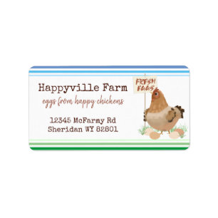 Happy chicken free range farm eggs carton label