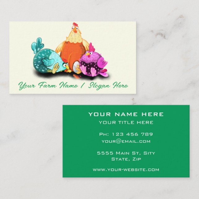 Happy Chicken Funny Business Card Your Own Design (Front/Back)