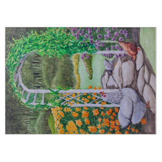 Happy Chicken Garden Cutting Board