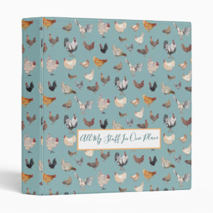 Happy Chicken pattern blue grey Binder