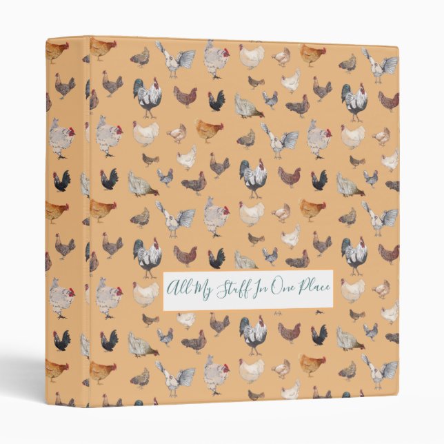 Happy Chicken pattern pretty peach Binder (Front/Spine)