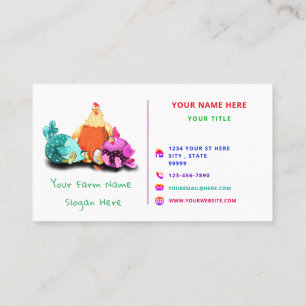 Happy Chickens Farm Funny Farmers Carte de visite